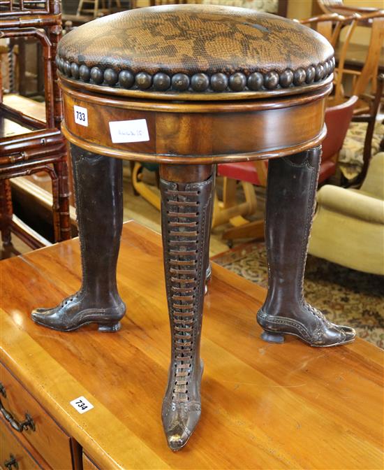Lace up boot leg stool